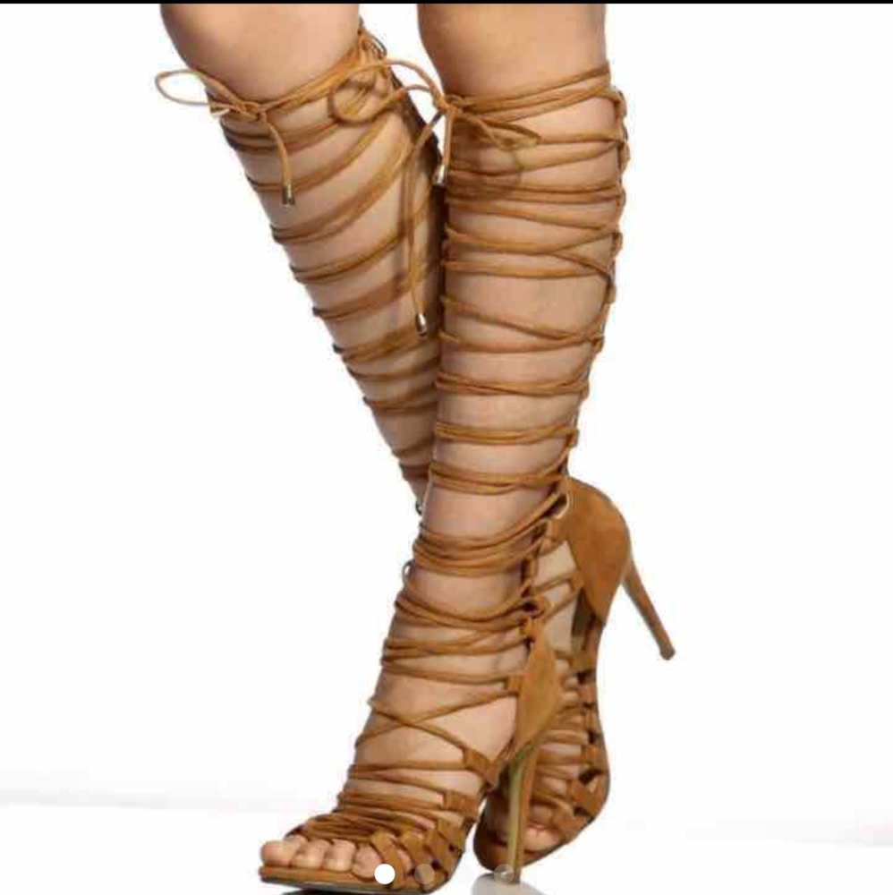 Brown lace up heels
